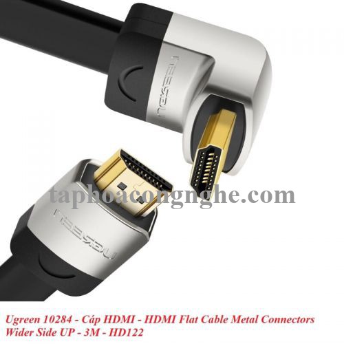 Ugreen 10284 3M màu Đen Cáp tín hiệu HDMI chuẩn 1.4 đầu góc 90 độ HD122 30010284